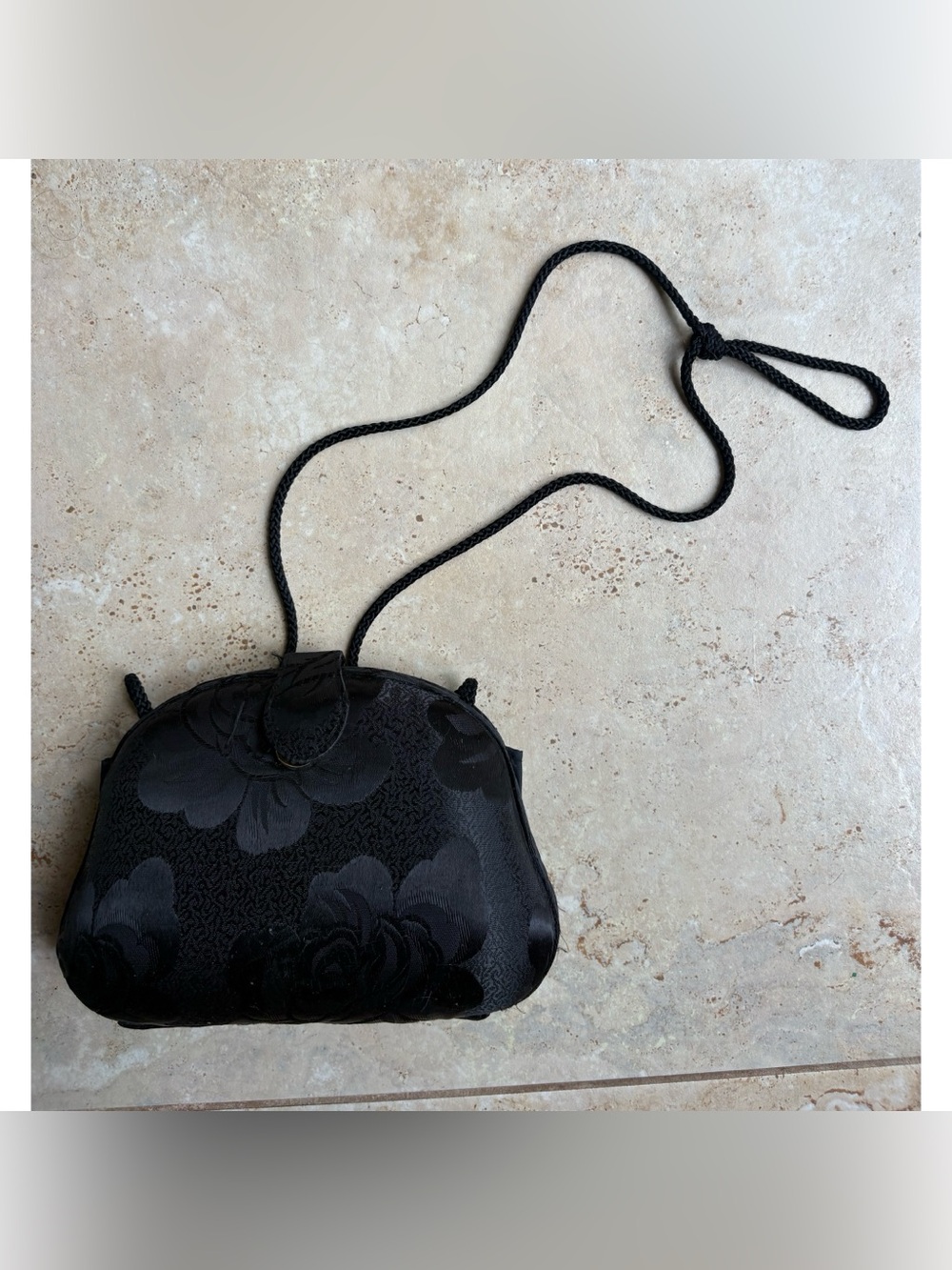Black Floral Evening Crossbody Bag - Elegant Women's Shoulder Bag